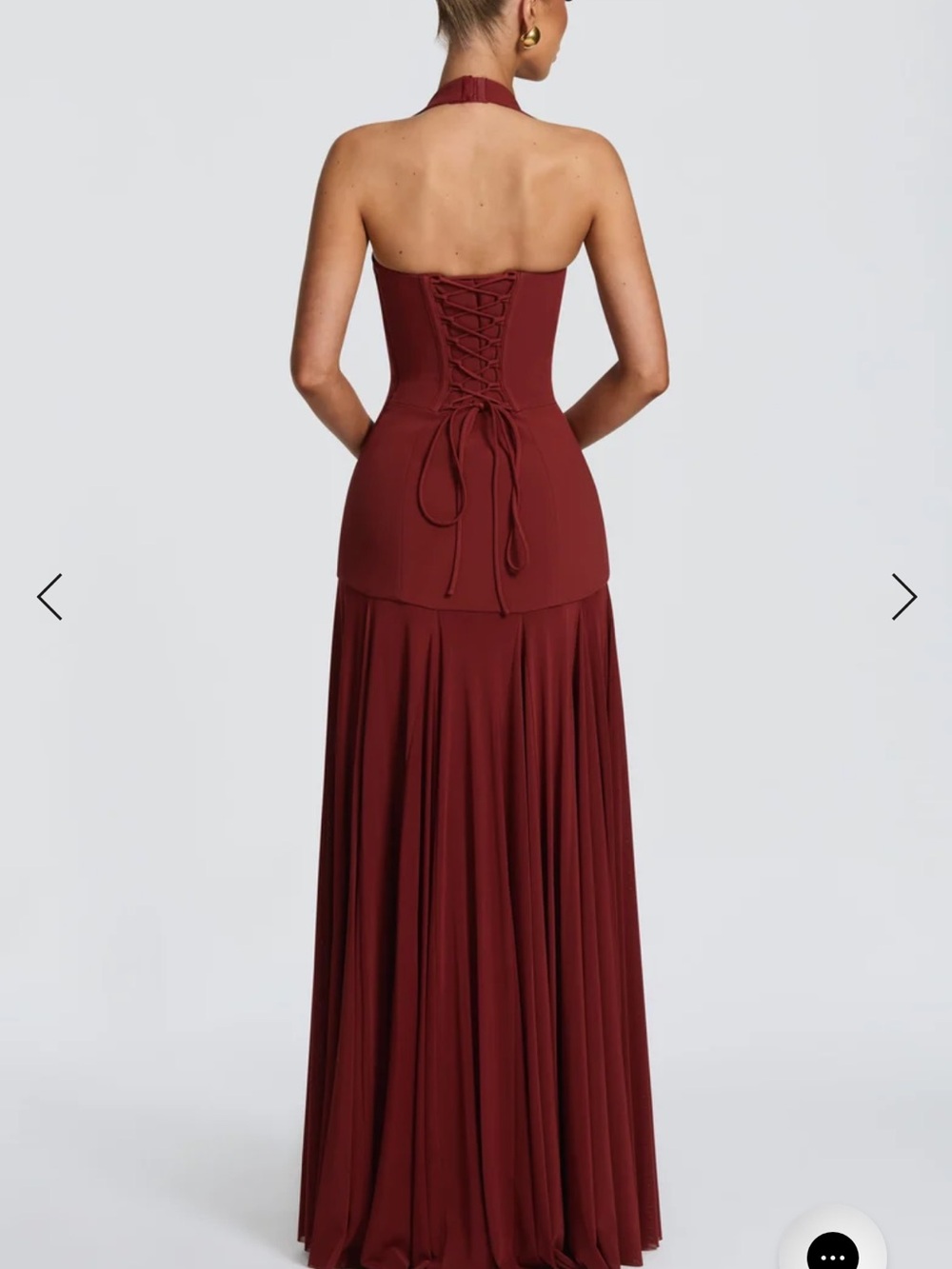 CYRENE MAXI DRESS - DEEP RUST Elegant Halter Maxi Dress size S - Picture 2 of 3